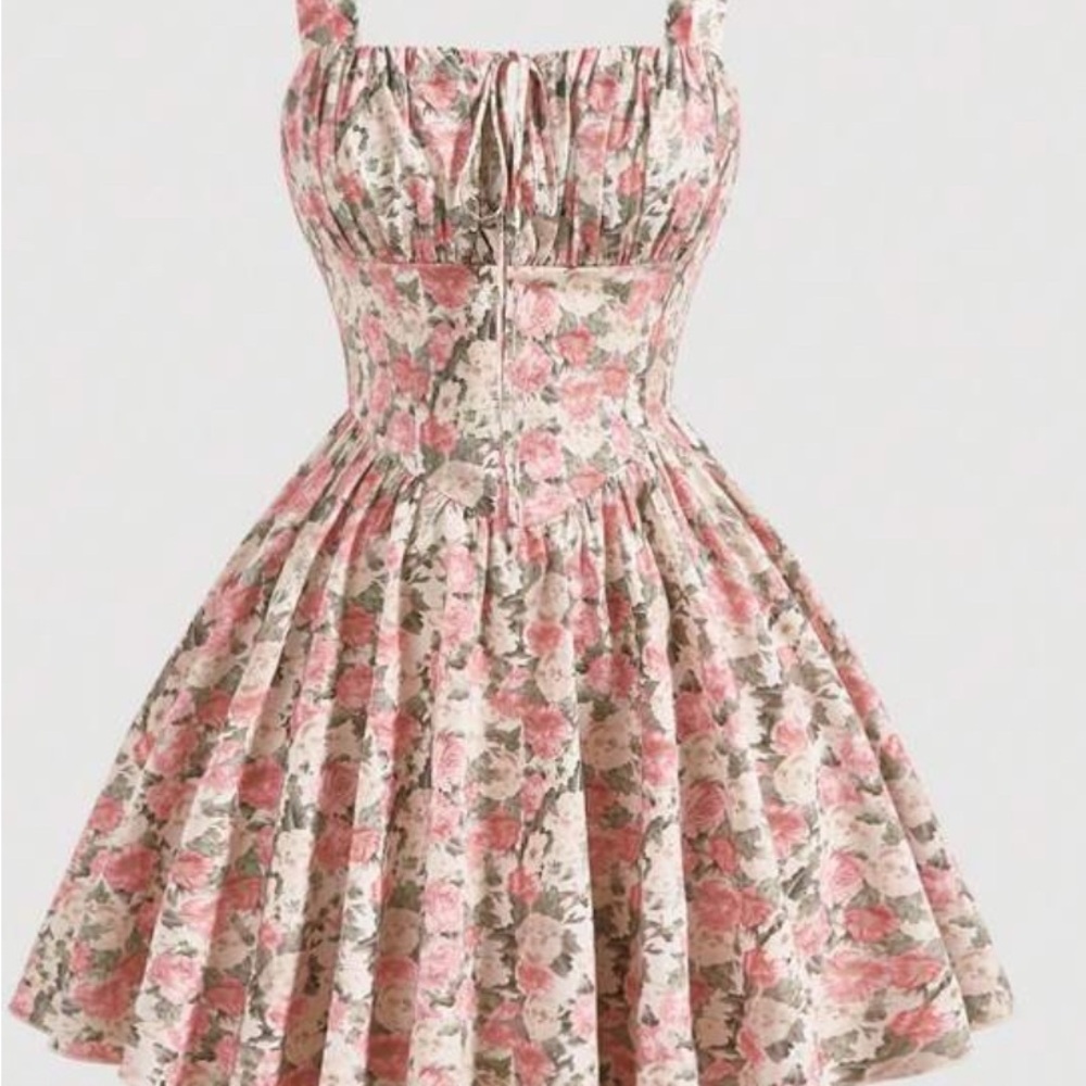 SHEIN Floral Pink and Cream Mini Dress
